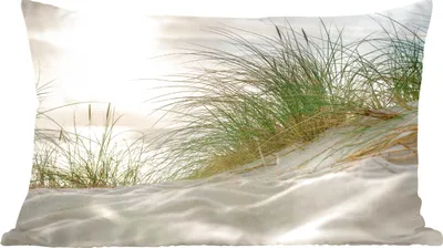 Produktbild von MuchoWow® Zierkissen Sofakissen Wohnzimmer Dekokissen 60x40 cm Dünen - Watteninseln - Wasser - Kopfkissen - Polster mit Foto