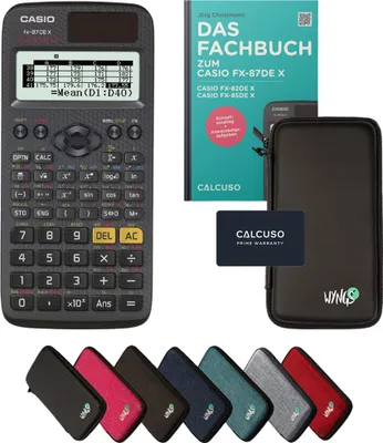 Produktbild von Casio fx-87DE X inkl. Schutztasche Schwarz & Fachbuch (80 Seiten, DIN A5) – Wissenschaftlicher Rechner  – Smart Set