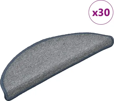 Obrázok produktu pre Schodové rohože 30 ks 56x17x3 cm svetlosivé a modré polkruhové