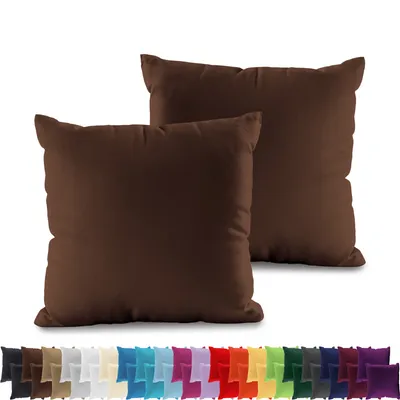 Produktbild von 2er PACK JERSEY Kissenbezüge 100% Baumwolle Kissenhülle 160 Gr/m², in Größe: 40x40 cm, in Farbe: Schokobraun