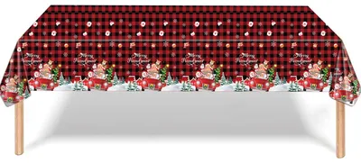 Weihnachtstischdecke, 137x274 cm, rot kariert, wasserdicht, rechteckig