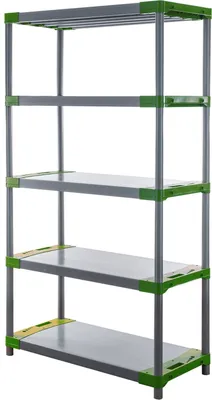 Produktbild von Kunststoffregal GREY BEAR | Tall | HxBxT 180x120x46cm | Fachlast 120kg | Grau-Grün