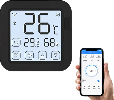 Obrázek produktu pro Tuya Smart Wifi IR regulátor klimatizace Termostat s LCD displejem Ovládání teploty Senzor vlhkosti Monitor kompatibilní s Alexa Google Home pro Mini Split Portable AC