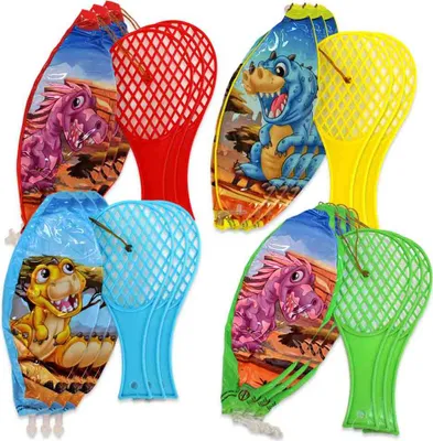 Produktbild von Beach Ball Paddle 12er Set Dinos - ca. 20 cm