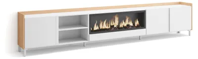 Immagine prodotto di Mobili TV effetto legno Bianco Rovere 315x35x61cm camino effetto fuoco