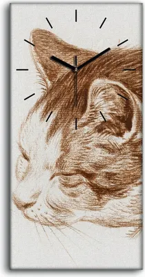 Produktbild von Dekor Leinwand Uhr Wandbilder Geräuschlos 30x60 Zeichnung Tier Katze Kunst - schwarze Hände