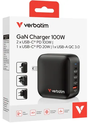 Image de Verbatim Chargeur Gan 100W 4 Ports