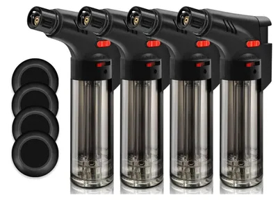 Produktbild von Jetflame Feuerzeug 4 Stück nachfüllbar winddicht Mini Fackel für Kerze Kamin Butan Gas