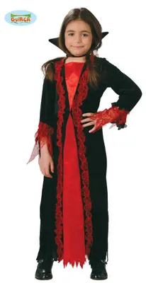 Produktbild von langes rot schwarzes Vampir Kleid Gr. 110-146, Größe:110/116