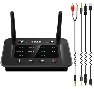 Obrázek produktu pro Bluetooth vysílač a přijímač - Bluetooth 5.3 - aptX LL - Dvojitá anténa - Pro TV a sluchátka - Dosah 70 m