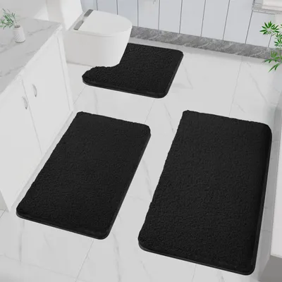 Produktbild von Antirutsch Badmatte Set - Weich und Wasserabsorbierend Mikrofaser für das Badezimmer