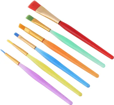 Produktbild von Malpinsel-Set 6-tlg, bunte Nylonborsten, für Kinder-Wasserfarben & Kreativbedarf