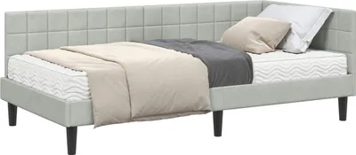 Productafbeelding van vidaXL Hoekbed met matras en hoofdeinde, 2 stuks, lichtgrijs, fluweel