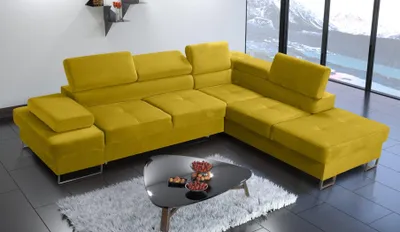 Produktbild von Ecksofa Polsterung Couch Textil Wohnzimmer L-Form Modern Gelb Design Sofas Neu