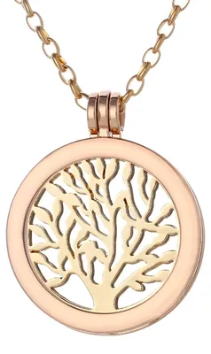 Produktbild von Morella Damen Halskette gold 70 cm Edelstahl mit Amulett und Coin 33 mm Baum des Lebens gold in Schmuckbeutel