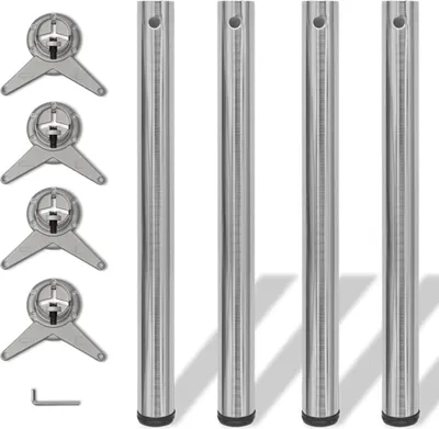 Zdjęcie produktu dla 4 Nogi do stołu z regulacją wysokości 710 mm szczotkowany nikiel