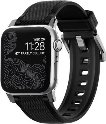 Zdjęcie produktu dla Nomad, pasek na rękę do Apple Watch 1-9/SE/Ultra/Ultra 2, czarny/srebrny
