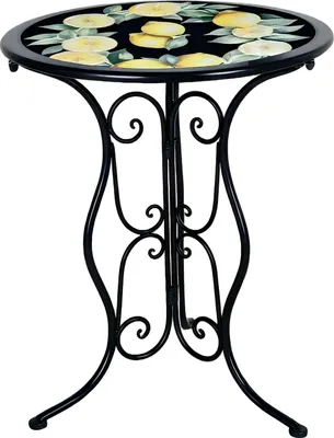 Produktbild von Menton Gartentisch Schwarz mit Zitronenmotiv Ø 55 cm, Höhe 70 cm