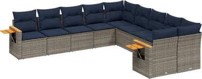 Produktbild von vidaXL 10-tlg. Garten-Sofagarnitur mit Kissen Grau Poly Rattan