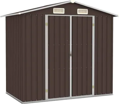 Zdjęcie produktu dla Szopa ogrodowa, brązowa, 205x129x183 cm, stal galwanizowana