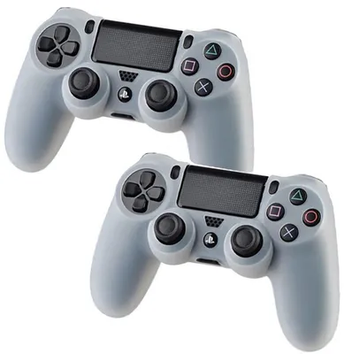 Image de Coques en silicone pour manettes – Coques compatibles avec les manettes Playstation 4 – Étuis en silicone – Transparent/Blanc – Lot de 2 – CHPN