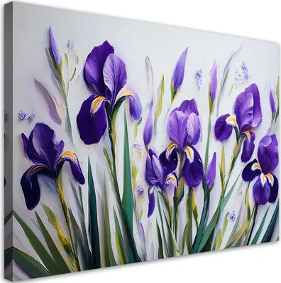 Produktbild von Leinwandbild Blumen Schwertlilien Lila 100x70 Feeby Violett bild für die wand bereit zum aufhängen