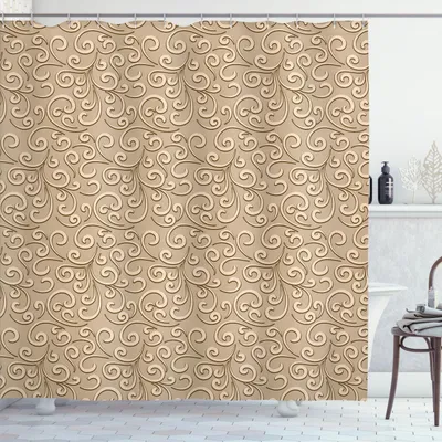 Immagine prodotto di ABAKUHAUS Tenda da doccia beige, motivo damascato classico vittoriano geometrico stile retrò antico, 175 x 240 cm, beige