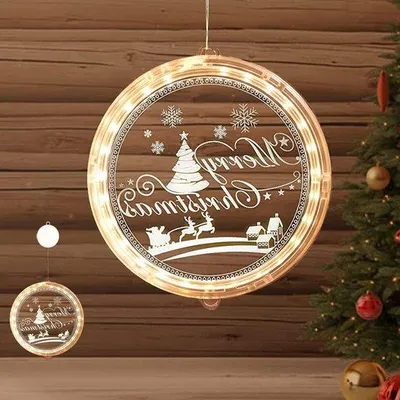 Produktbild von Dekorative Weihnachtsbeleuchtung, 3D-Hängeleuchten, LED-Saugnäpfe