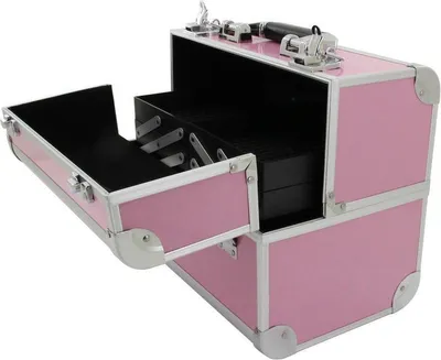 Immagine prodotto di Valigetta per trucchi Confibel - Pieghevole - 5 scomparti - con serratura - Rosa