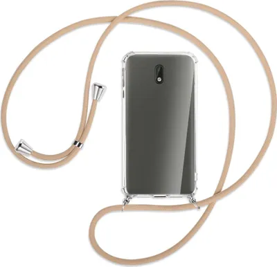Produktbild von Handykette Backcover-Schutzhülle mit Band (Metall silberfarben) für Nokia 3 - beige