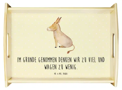Produktbild von Mr. & Mrs. Panda Tablett Esel - Gelb Pastell - Geschenk, Positive Gedanken, Bett-Tablett, sofatablett, Zuversicht, Mut, Deko, Weisheit, Serviertablett, Lustige Sprüche