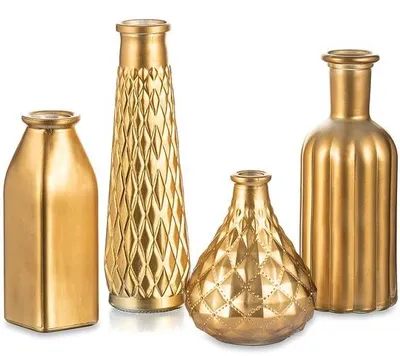 Immagine prodotto di Mini vaso dorato in vetro, set da 4, 22 cm, decorazione da tavola