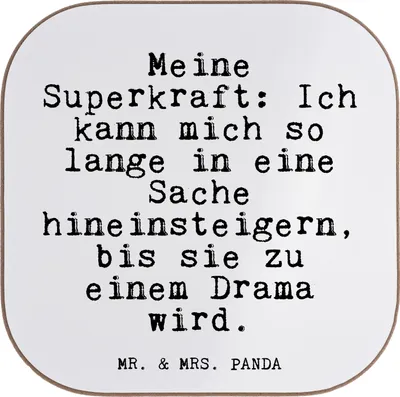 Produktbild von Mr. & Mrs. Panda Untersetzer für Gläser Meine Superkraft: Ich kann... - Weiß - Geschenk, Tischuntersetzer, gläseruntersetzer, Sprüche, Ehefrau, Glas, Hausfrau, Design