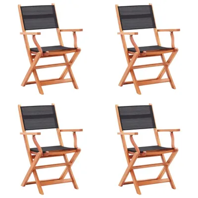 Image de Chaises pliables de jardin lot de 4 Noir Eucalyptus textilène