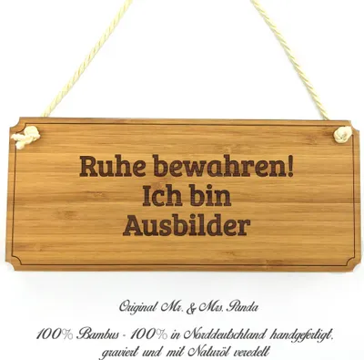 Produktbild von Mr. & Mrs. Panda Werbeschild Ausbilder - Geschenk, Graviert, Schild, Beruf, Shabby, Türschild, Hinweisschild, Wegweiser, Eingangsschild, Praxisschild, Geschenkidee
