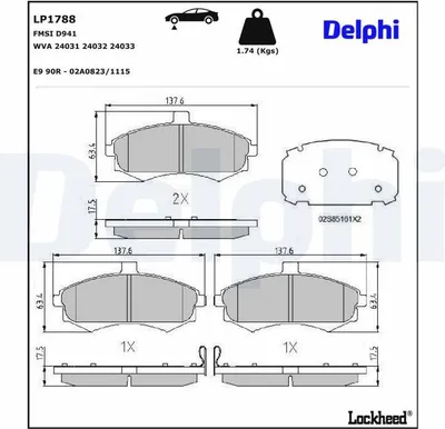 Produktbild von DELPHI Bremsbeläge Satz Vorne Bremsklötze für HYUNDAI MATRIX (FC) LP1788