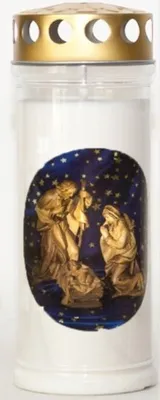 Produktbild von Motiv Wochenbrenner Krippe mit Golddeckel, Brenndauer bis zu 7 Tage