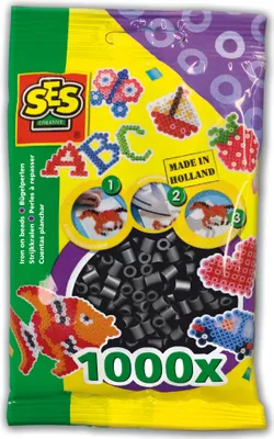 Zdjęcie produktu dla SES Creative Beedz Children's packet of 1000 Black Iron-on Beads, Koralik bezpiecznik, 1000 szt., Czarny, Chłopak, dziewczyna, 5 lat(a), 12 lat(a)