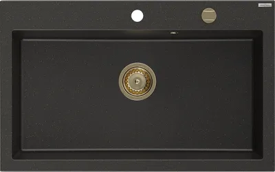 Immagine prodotto di Mexen Elix lavello in granito a 1 vasca 800 x 500 mm, nero/oro metallizzato, sifone oro - 6527801005-75-G