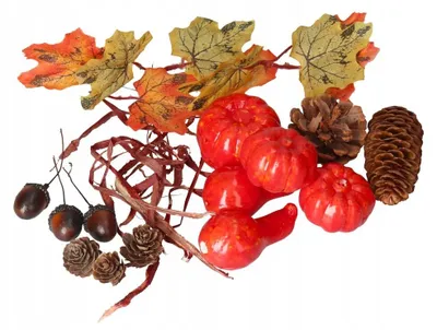 Produktbild von DEKO Künstliche Kürbis Herbstdekoration Großes Set Blätter Eicheln