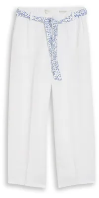 Produktbild von Tom Tailor Leichte Sommer Culotte Hose mit Leinenanteil, elastischem Bund und Bindegürtel