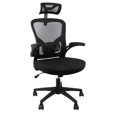 Produktbild von Bürostuhl Ergonomisch mit Verstellbarer Kopfstütze, Armlehnen, Lendenwirbelstütze und Wippfunktion Bis 200kg Schwarz