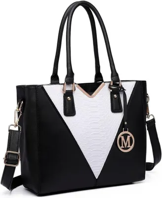 Obrázok produktu pre Miss Lulu dámska kabelka cez rameno shopper v tvare písmena V čierna