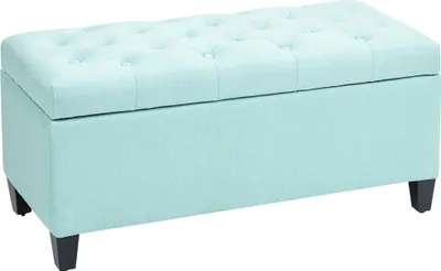 Produktbild von Sitzbank, Polsterbank mit Stauraum, leinenartiges Polyester, Kautschukholz, 100 x 40 x 44 cm, Grün