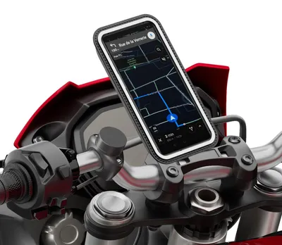Productafbeelding van Shapeheart: Innovatieve, Franse motorfiets telefoonhouder. Waterdichte hoes, absorbeert trillingen, accessoire voor het stuur