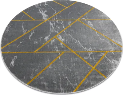 Obrázok produktu pre Koberec okrúhly EMERALD exkluzívne 1012 glamour, štýlový mramor, geometrický sivá / zlato šedá kruh PRŮMĚR 160 cm