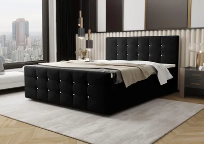 Produktbild von Boxbett Coria IV 180 cm 200 cm Boxspringbett Coria IV Schwarz 160x200 cm, hochwertiges Doppelbett fürs Schlafzimmer