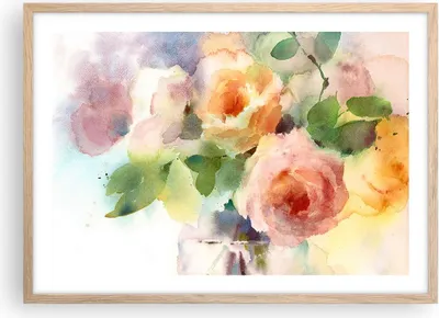 Produktbild von Gerahmtes Poster - Rahmen in heller Eiche - Rose Blume Garten - 70x50 cm - Wand Bild - Wanddeko - Wandbilder - Wandposter - Bilderrahmen - Bilder - Kunstdruck - Wandbild - P2NAA70x50-3910