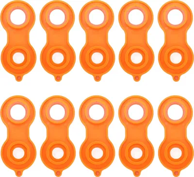 A collection of orange faucet spanner keys arranged in two rows on a white background.