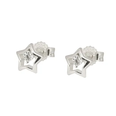 Produktbild von Ohrstecker Ohrring 6mm Stern mit Zirkonia Silber 925 silber 6mm